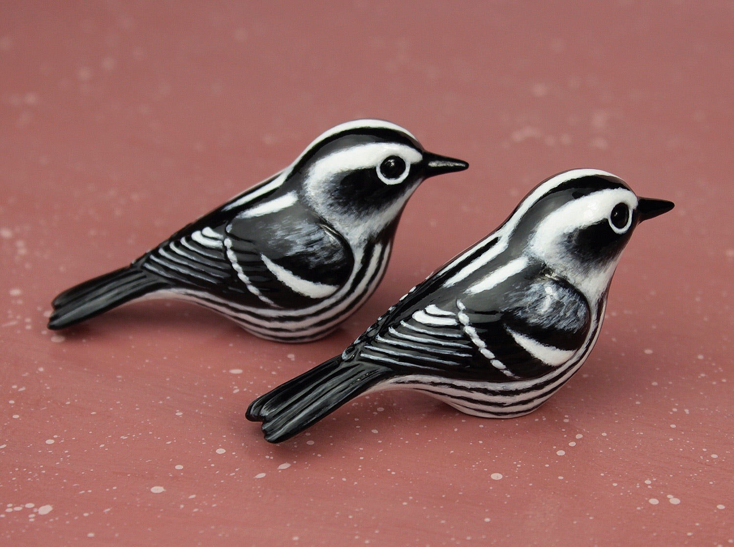 Black and white warbler figurines
